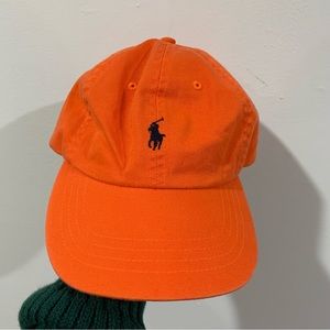 Ralph Lauren Polo Orange and Leather Strap Baseball Cap